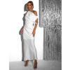 Bílé elegantní večerní dlouhé šaty KHAN