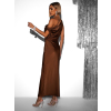 Hnědé večerní dlouhé šaty KHAN