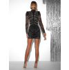 Černé třpytivé koktejlové šaty SUNYT s výstřihem
