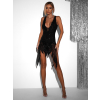 Černé krátké třpytivé koktejlové šaty MODOM s body
