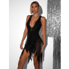 Černé krátké třpytivé koktejlové šaty MODOM s body