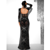 Černé luxusní třpytivé večerní šaty JAZUCI s rozparkem a body