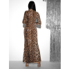 Leopardí večerní šaty APRICOT s dlouhým rukávem