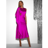 Magenta saténové dlouhé šaty JUTTA s průstřihy
