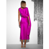 Magenta saténové dlouhé šaty JUTTA s průstřihy