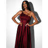 Bordó večerní dlouhé lesklé šaty TOBEN