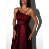 Bordó večerní dlouhé lesklé šaty TOBEN