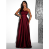Bordó večerní dlouhé lesklé šaty TOBEN