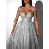 Stříbrné plesové dlouhé třpytivé šaty SARTOR