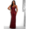 Vínové plesové dlouhé třpytivé šaty LAJSA s výstřihem