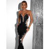 Černé luxusní večerní šaty KOMAK s kamínky