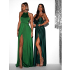 Zelené dlouhé saténové večerní šaty HAMBUR