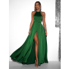 Zelené dlouhé saténové večerní šaty HAMBUR