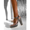Stříbrné plesové boty na podpatku SLISEA s kamínky