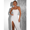 Bílé třpytivé večerní šaty SEDOK s rozparkem