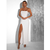 Bílé třpytivé večerní šaty SEDOK s rozparkem