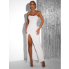 Bílé třpytivé večerní šaty SEDOK s rozparkem