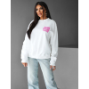 Bílá mikina 100% bavlna BASTIAN s růžovým nápisem