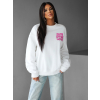 Bílá mikina 100% bavlna BASTIAN s růžovým nápisem