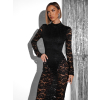 Černé dlouhé večerní krajkované šaty DUARTY s body