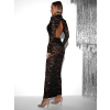Černé dlouhé večerní krajkované šaty DUARTY s body