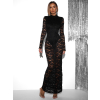 Černé dlouhé večerní krajkované šaty DUARTY s body