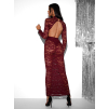Vínové dlouhé večerní krajkované šaty DUARTY s body