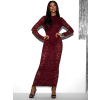 Vínové dlouhé večerní krajkované šaty DUARTY s body