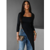 Černá asymetrická tunika GIANG s dlouhým rukávem