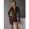 Hnědé košilové krátké šaty TRINHA