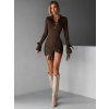 Hnědé košilové krátké šaty TRINHA