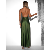 Zelené dlouhé saténové šaty UNUTA s holými zády