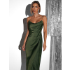 Zelené dlouhé saténové šaty UNUTA s holými zády