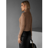 Hnědý crop svetr ZEVANDER s rolákem