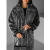 Černý faux fur dlouhý kožešinový kabát KINKA