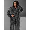 Černý faux fur dlouhý kožešinový kabát KINKA