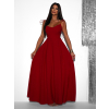Červené dlouhé společenské šaty LERDISEL na ramínka