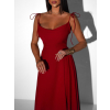 Červené dlouhé společenské šaty LERDISEL na ramínka