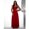 Červené dlouhé společenské šaty LERDISEL na ramínka