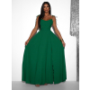 Zelené dlouhé společenské šaty LERDISEL na ramínka