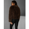 Hnědý krátký faux fur kožešinový kabátek BIHARY