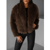 Hnědý krátký faux fur kožešinový kabátek BIHARY