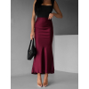 Vínová dlouhá saténová sukně REGENORY