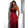 Vínové plesové saténové šaty SYCHAEUS bez ramínek