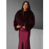 Vínový faux fur krátký kožešinový kabátek KOLODA