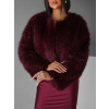 Vínový faux fur krátký kožešinový kabátek KOLODA