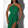 Zelené dlouhé elegantní šaty MYSTIS s rozparky