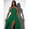Zelené dlouhé elegantní šaty MYSTIS s rozparky