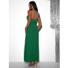 Zelené dlouhé elegantní šaty MYSTIS s rozparky