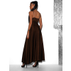 Tmavě hnědé saténové dlouhé  šaty FAIRYTALE